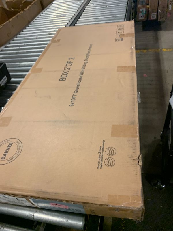 Photo 1 of **BOX 2 OF 2 ONLY** 6x10 FT Greenhouse, Easy Assembly Aluminum Polycarbonate Greenhouses for Outdoors with Roof Vent, Large Aluminum Walk-in Greenhouse for Sunroom Patio, Backyard, Garden, Sliding Lockable Door, Black