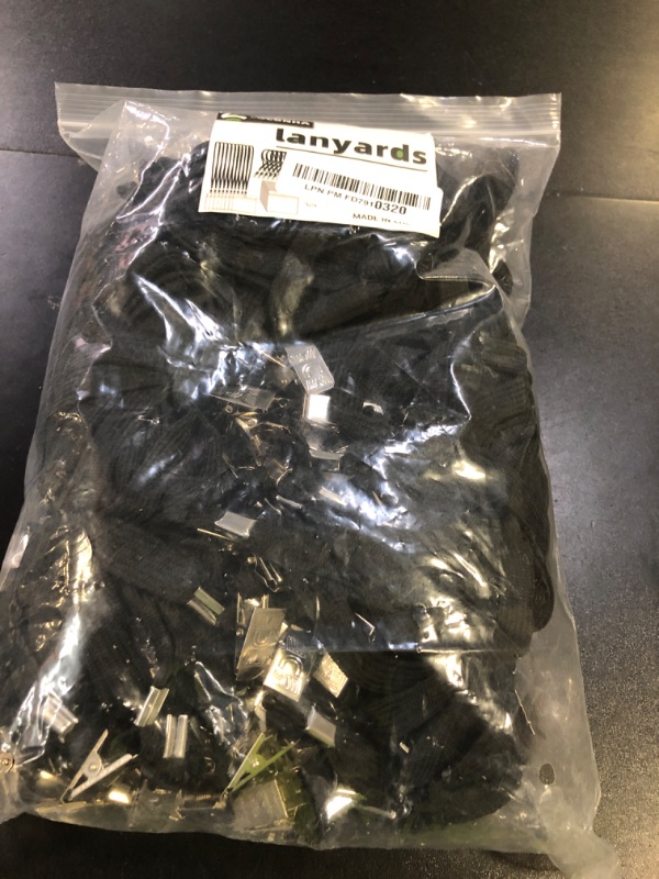 Photo 1 of 100Pcs Clear Plastic Horizontal Name Tags Badge ID Card Holders and 100Pcs Black Lanyards with Clip lanyards for id Badges (Black)