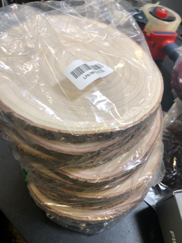 Photo 1 of 10 pcs Large Unfinished Wood Slices for Centerpieces 7-8 inches Rounds for Tables Decor Rustic Wood Circles for DIY Crafts and Wedding Decor Round Wooden Discs Wooden Slice Ornaments