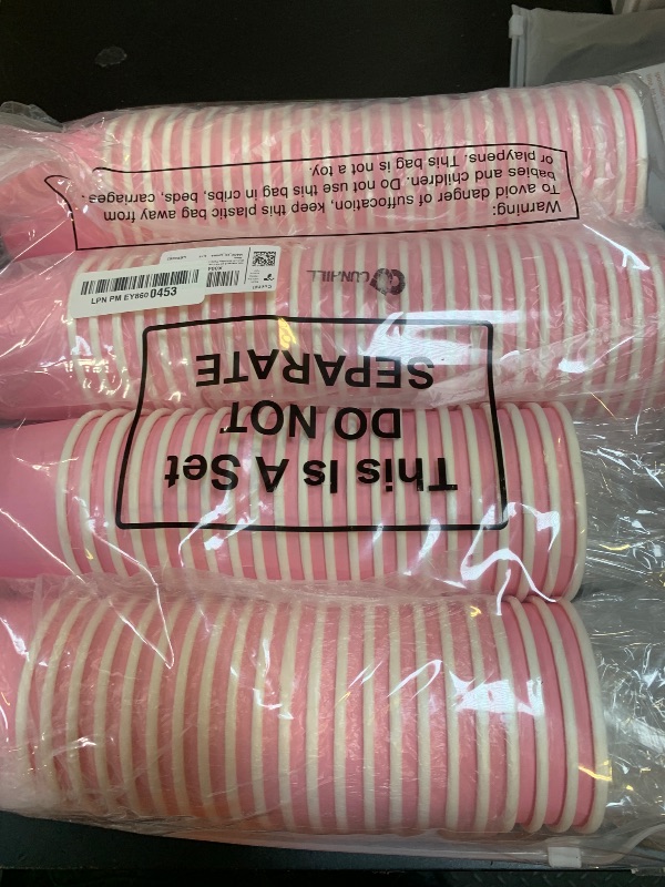 Photo 1 of 100 Pieces 8 oz Ice Cream Cups with 100 Pieces Spoons Ice Cream Containers Solid Color Disposable Sundae Cups Yogurt Dessert Bowls Party Supplies for Baby Shower Birthday Party (Pink)