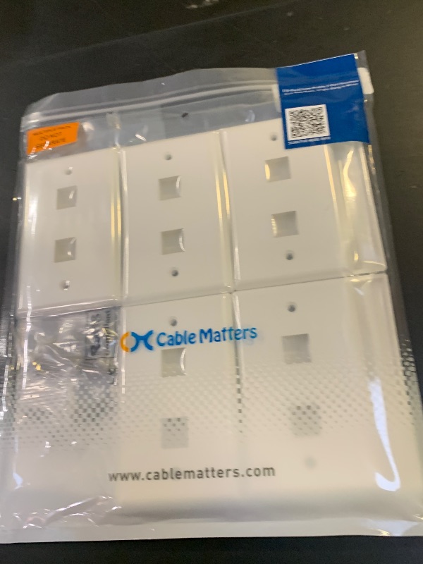 Photo 1 of [UL Listed] Cable Matters 10-Pack Low Profile 2-Port Keystone Jack Wall Plate, RJ45 Wall Plate for Keystone Jacks in White