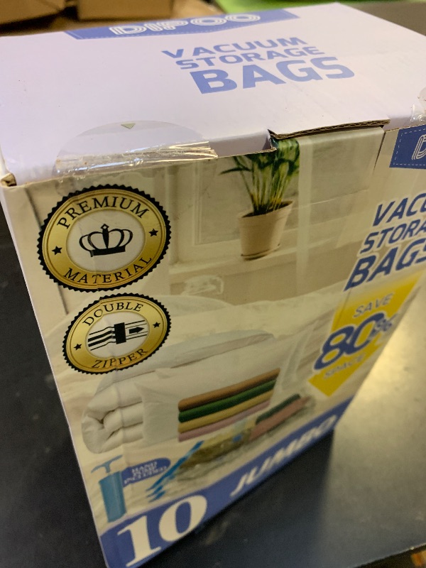 Photo 1 of 10 Pack Jumbo Vacuum Storage Bags with Hand Pump, 80% Storage Space Saving, Sturdy Leak-Free Space Saver Vacuum Seal Bags for Clothing, Vacuum Compression Bags for Travel Lugggage Blankets Comforters