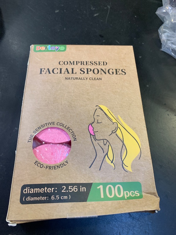 Photo 1 of 100-Count Compressed Facial Sponges, Natural Cellulose Face Sponges for Cleansing, Exfoliating, Washing face, Makeup Removal, and Spa Use - Travel Skincare Essentials for women