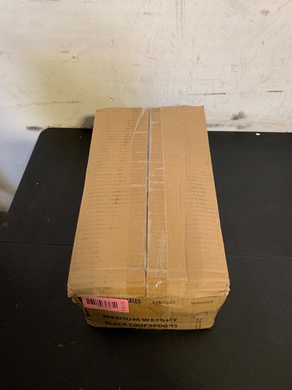 Photo 1 of 1,000 Plastic Disposable Soup Spoons Bulk Black Medium Weight Disposable Silverware Plastic Cutlery Spoons