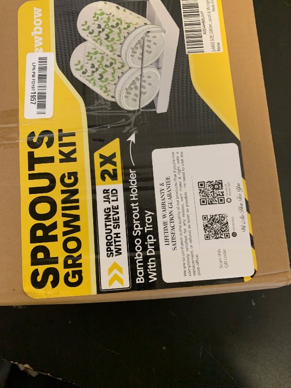 Photo 1 of [LARGE SIZE] 2000ml(68oz) Seed Sprouting Mason Jar Kit with Stand,Drain Tray, Screen Lids,Blackout Sleeves,Good Ventilation & Drainage Capacity,Growing Fresh Organic Mung Beans,Broccoli & Microgreens