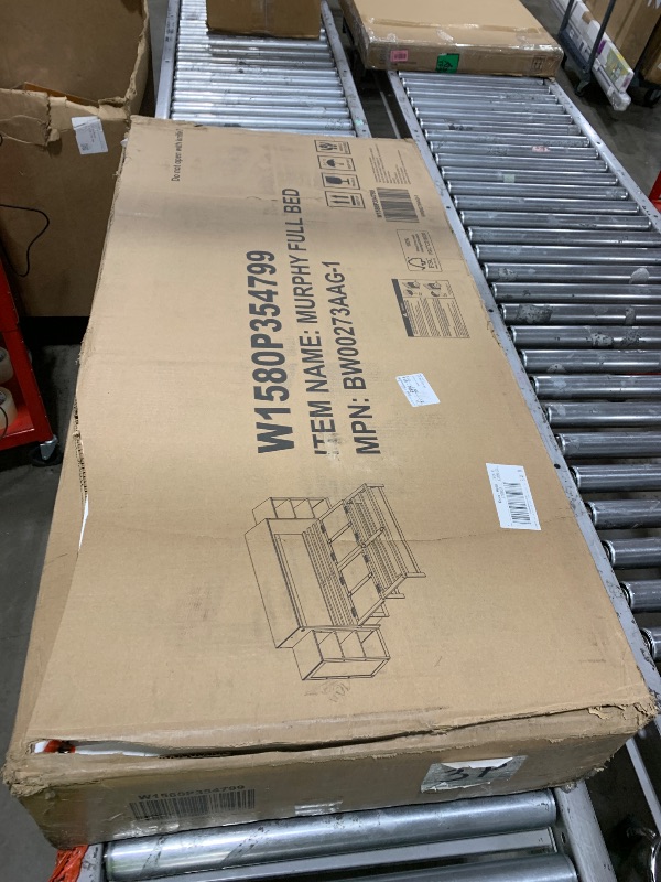 Photo 1 of Harper & Bright Designs Queen Size Murphy Bed with Double Cabinet for Storage, Solid Wood Murphy Wall Cabinet Bed with Drawers for Small Space, Golden