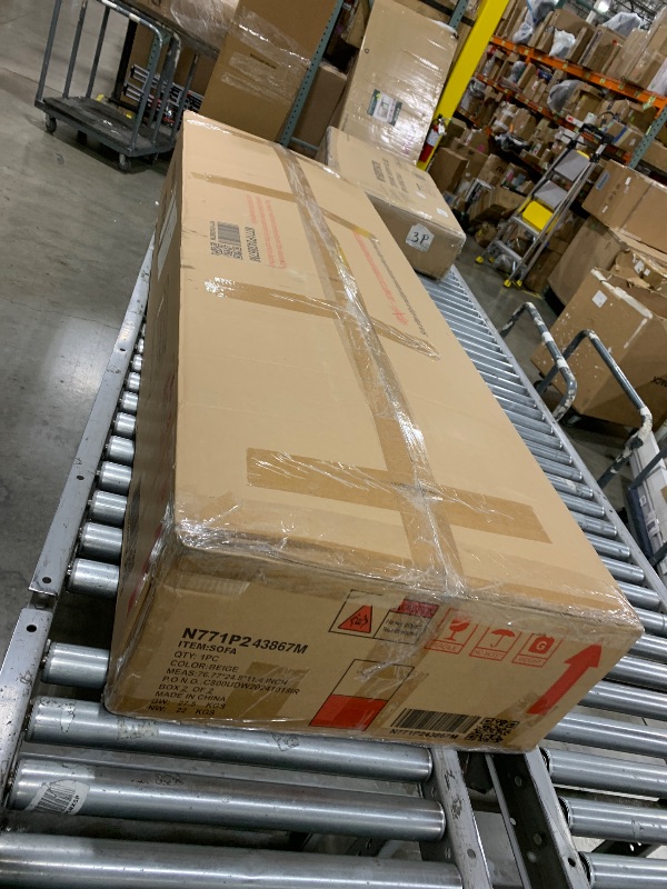 Photo 1 of KEVINSPACE 102" Sofa Couch for Living Room, Modern 3-Seat Upholstered Sofa Couch Comfy Sofa Boucle Sofa for Apartment Bedroom Dorm Office, Modern Furniture 2 Pillows, Beige