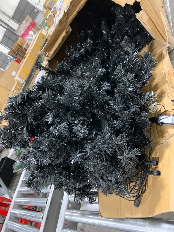 Photo 1 of Nearly Natural 10ft. Black Artificial Christmas Tree with 950 Clear LED Lights and 3056 Tips
