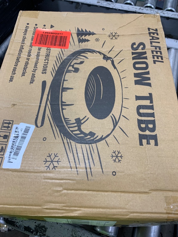 Photo 1 of ZEALFEEL Snow Tube, 45'' Rubber Snow Tubes with Commercial Grade Canvas Cover for Kids & Adults, Inflatable Heavy Duty Snow Sled Thickened Hard Bottom with Tow Strap, Sleds Winter Gifts