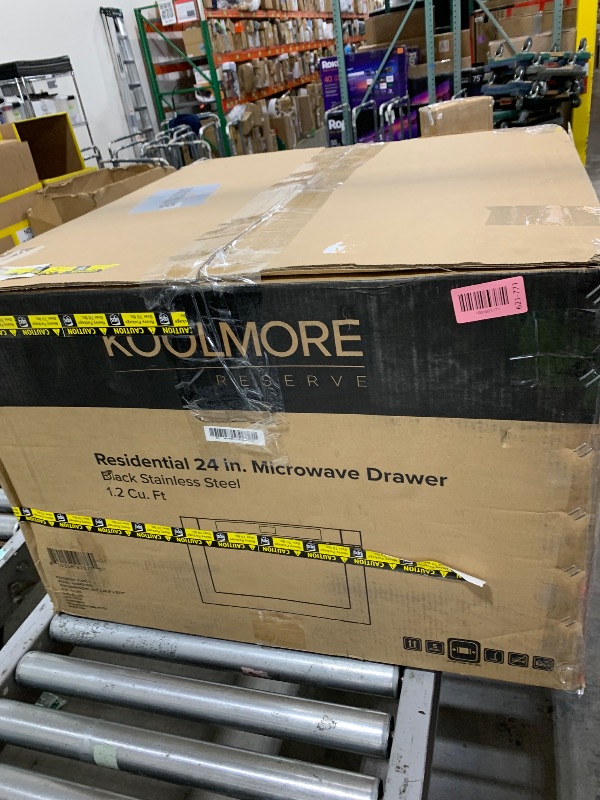 Photo 1 of SHATTERED GLASSS PARTS ONLY KoolMore Reserve 24 in. 1.2 cu. ft. Microwave Drawer with Electric Door Opening, 10 Power Levels, Sensor Cooking, Melt, Defrost, Bake, Roast, Broil, 1500 Watts, UL Certified in Black Stainless-Steel