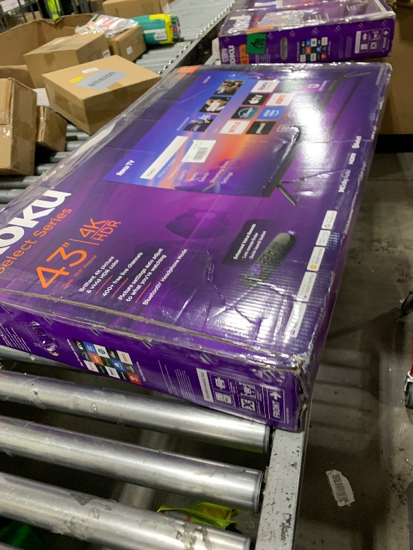 Photo 1 of TV SCREEN IS BROKEN PARTS ONLY Roku Smart TV 2025 – 43-Inch Select Series, 4K HDR TV – RokuTV with Enhanced Voice Remote – Flat Screen LED Television with Wi-Fi for Streaming Live Local News, Sports, Family Entertainment