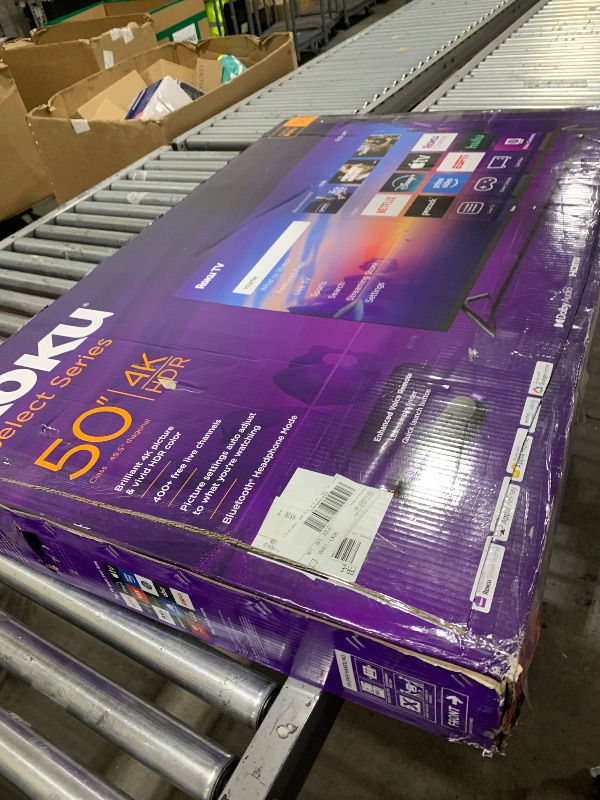 Photo 1 of WONT PASS BLUE SCRREN PARTS ONLY  Roku Smart TV 2025 – 50-Inch Select Series, 4K HDR TV – RokuTV with Enhanced Voice Remote – Flat Screen LED Television with Wi-Fi for Streaming Live Local News, Sports, Family Entertainment