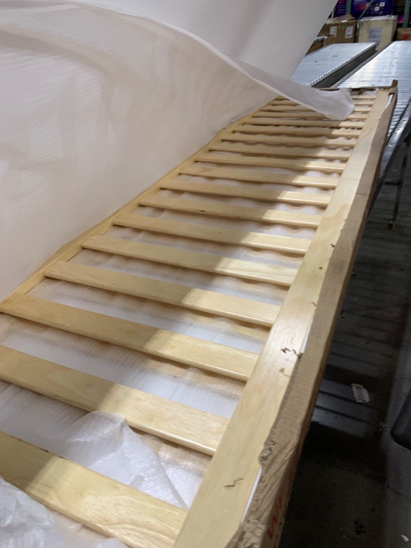 Photo 1 of Merax Full Size Wood Daybed with Safety Fence Guardrails and 2 Spacious Drawers, Convertible Floor Bed Daybed for Kids,Adults,Natural