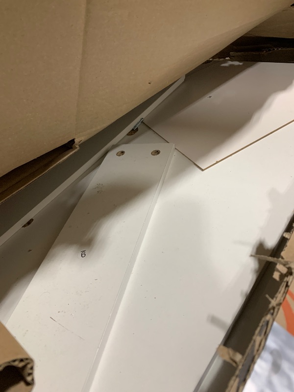 Photo 1 of MIRROR ON ITEM IS BROKEN --------------------------------------Sweetcrispy Vanity Desk with 35.4" LED Mirror and Lights, Makeup Vanity Table with Charging Station (2AC/USB/C), 2 Drawers & Large Cabinet, 3 Lighting Color Adjustable, Modern Dressing Table,