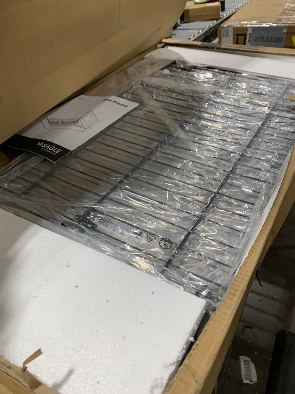 Photo 1 of VASAGLE LED Bed Frame Twin Size, Twin Bed with Headboard and 4 Drawers, 1 USB Port and 1 Type C Port, Adjustable Upholstered Headboard 37.1/39.6 Inches, No Box Spring Needed, Dark Gray URMB823G71