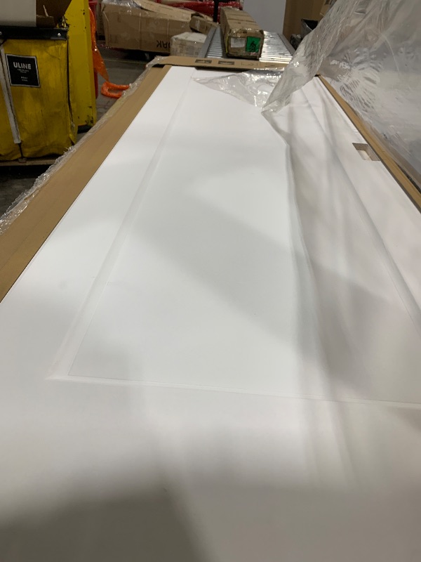 Photo 1 of BARNSMITH 60x80 in Sliding Closet Door, 1-Panel White Primed Bypass Interior Door with Top Track & Floor Guide, Preassembled Door Slab with Paintable Surface, Durable