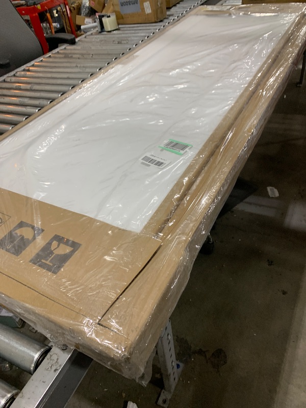 Photo 1 of BARNSMITH 60x80 in Sliding Closet Door, 1-Panel White Primed Bypass Interior Door with Top Track & Floor Guide, Preassembled Door Slab with Paintable Surface, Durable