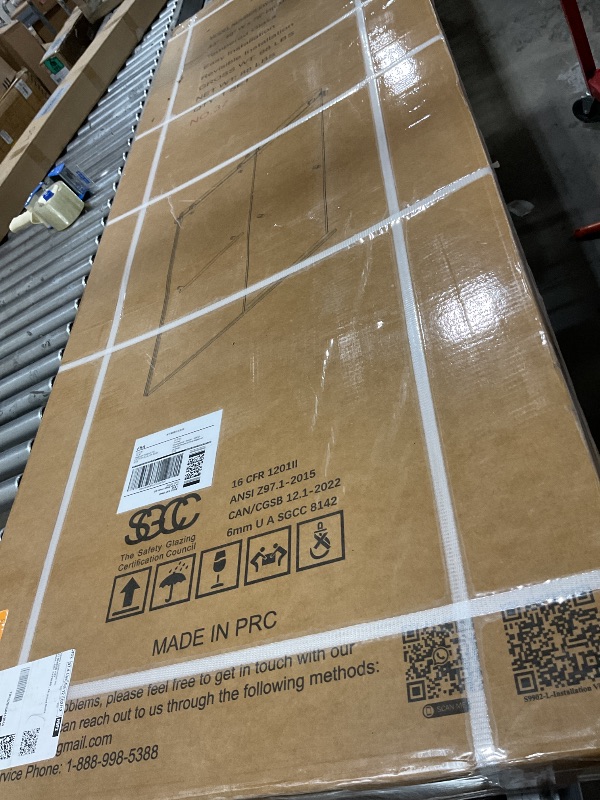 Photo 1 of EASYWORC Frameless Double Sliding Shower Doors, 43-48" W x 76" H Shower Glass Door, 1/4" (6mm) Thick ANSI Certified Tempered Glass with Explosion-Proof Film and Nano Coating, Brushed Nickle