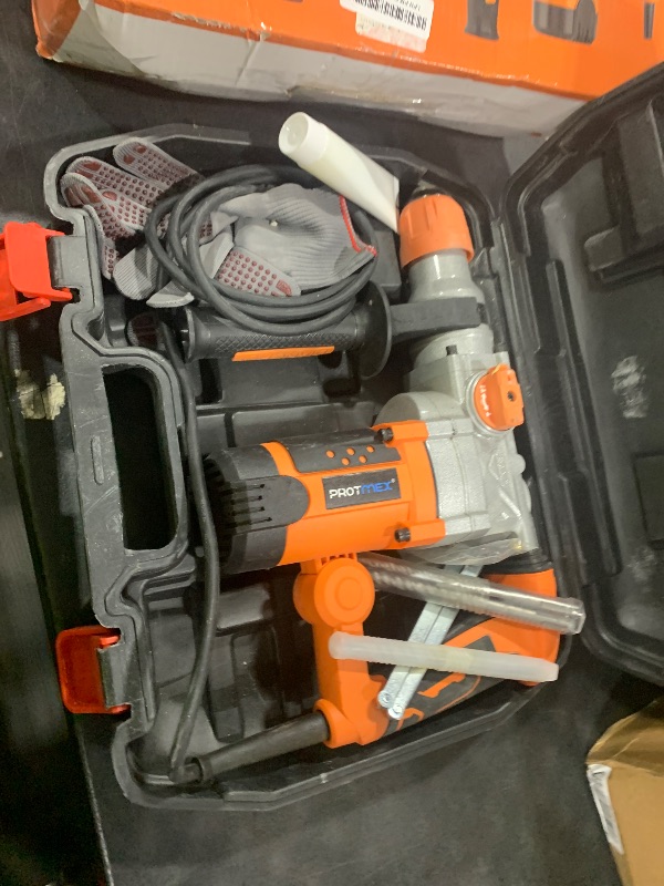 View 2 of 1-1/4 Inch SDS-Plus 13 Amp Heavy Duty Rotary Hammer Drill with Safety Clutch 2 Functions, Vibration Control, for Floor Tile Removal, Concrete Breaker, Including Grease, Chisels & Drill Bits