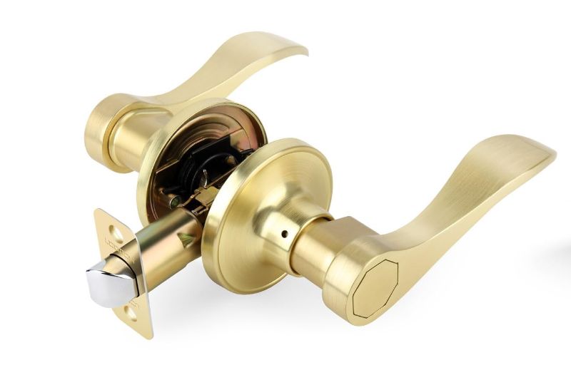 Photo 1 of LOQRON Passage Wave Style Gold Door Handles (No Lock and Key), Non-Locking Reversible Gold Door Lever for Bathroom and Interior Closet,