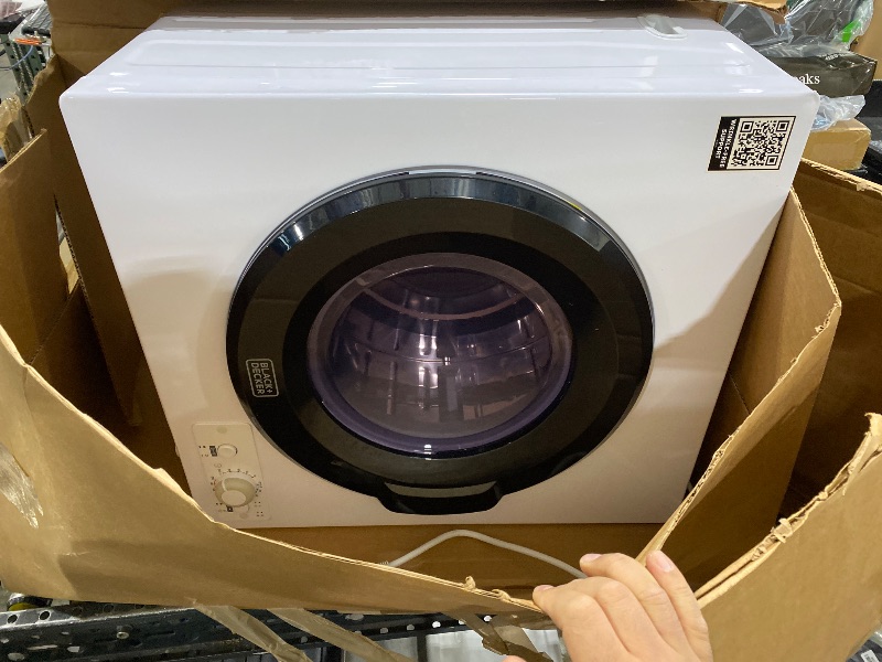 Photo 1 of BLACK+DECKER BCED26 Compact Dryer for Standard Wall Outlet, Small, 5 Modes, Load Volume 8.8 lbs., White