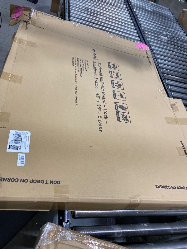 Photo 1 of Enclosed in Board 48" x 36" Weatherproof Lockable Outdoor Cork Case Display Board Wall Mounted 2 Locking Door Aluminum Frame for Office,