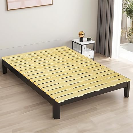 Photo 1 of Japanese Tatami Mat Floor Bed, Knotless Solid Wood, Roll-Up Slatted Bed Plate with 2 Storage Straps, Moisture-Proof and Breathable for Floor Sleeping or Futon Mattress, Queen