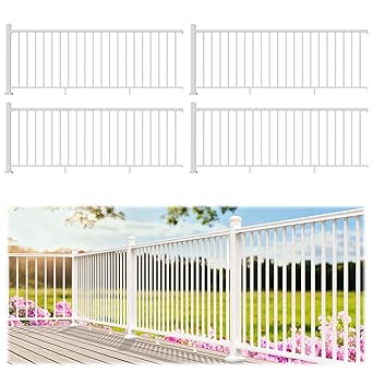 Photo 1 of Egadis 4 Pack 36 in. H x 8 ft. W White Porch and Deck Railing Kit, Aluminum Railing Kit, Textured AAMA 2604 Powder-Coat Finish Rail System for Outdoor Decks, Porches & Balconies(4 Post, 4 Panel)