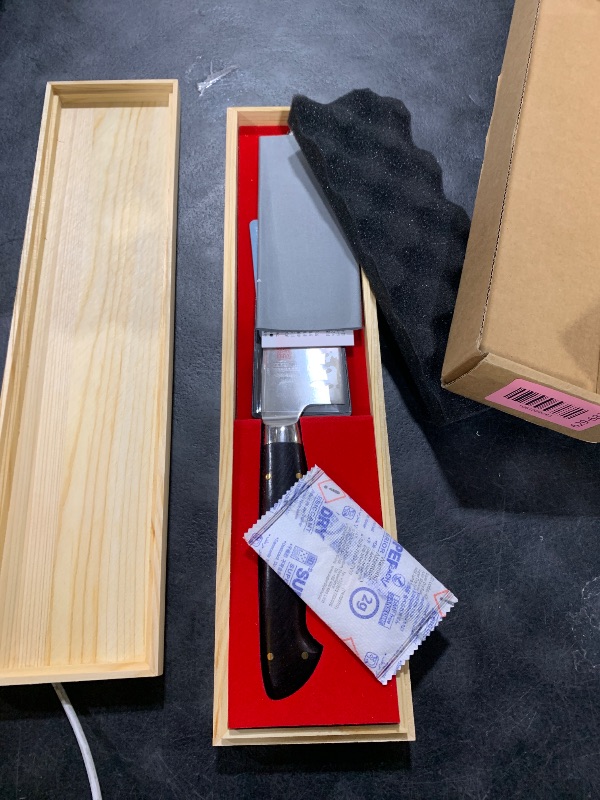 Photo 1 of KAWAHIRO Japanese Chef Knife, 8.27 Inch Handcrafted Japan High Carbon Alloy Steel Kitchen Knives, Professional Hollow Chefs Knife with Premium Rosewood Handle & Wood Box, Birthday Gifts for Men Women