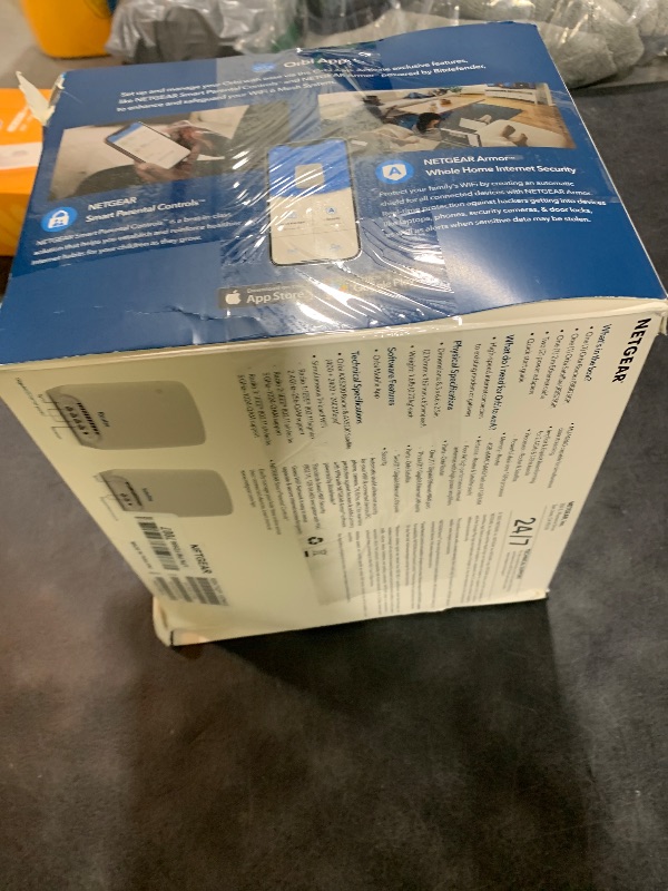 Photo 1 of **INCOMPLETE** NETGEAR Orbi Whole Home Tri-Band WiFi 6 Mesh Network System (RBK752P) – Router with 1 Satellite Extender, Security Features, Coverage up to 5,000 sq. ft., 75 Devices, AX5200 802.11ax (Up to 5.2Gbps)
