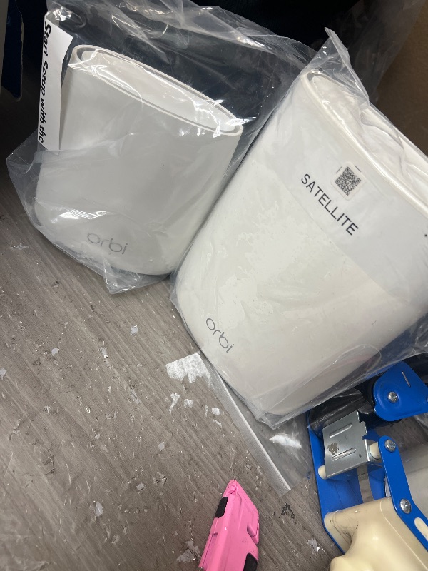 Photo 1 of **INCOMPLETE** NETGEAR Orbi Whole Home Tri-Band WiFi 6 Mesh Network System (RBK752P) – Router with 1 Satellite Extender, Security Features, Coverage up to 5,000 sq. ft., 75 Devices, AX5200 802.11ax (Up to 5.2Gbps)