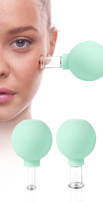 Photo 1 of **INCOMPLETE** Meifuly Facial Cupping Set, 2 PCS Silicone Vacuum Suction Face Massage Cups, Skin Tightening Kit for Eyes, Face and Body (Green)