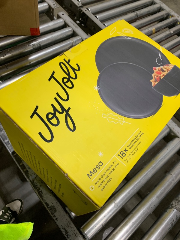 Photo 1 of JoyJolt Mesa Stoneware Dinnerware Set, 18-Piece Plates and Bowls Sets, Includes Dinner Plates Salad Plates and Cereal and Soup Bowls, Modern Farmhouse Matte Black Dish Set for 6