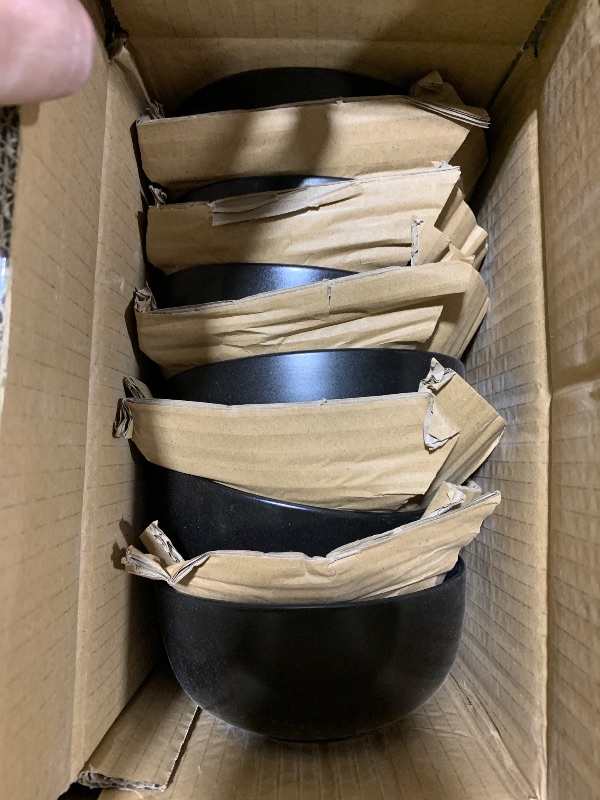 Photo 1 of JoyJolt Mesa Stoneware Dinnerware Set, 18-Piece Plates and Bowls Sets, Includes Dinner Plates Salad Plates and Cereal and Soup Bowls, Modern Farmhouse Matte Black Dish Set for 6