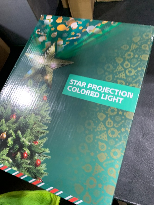 Photo 1 of [with Adjustable Base] 8.2 inch Christmas Star Tree Topper Projector with 4 Patterns and LED Lights Rotatable Projector Christmas Tree Star Topper Plug in for Indoor Office Xmas(4 Patterns, 3m Cable)