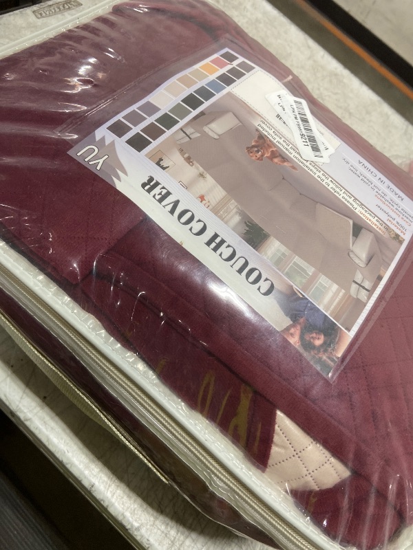 Photo 1 of YUEVELLA Velvet 1OO% Waterproof Reclining Sectional Couch Covers for Sectional Sofa L Shape 7-Piece Quilted Corner Recliner Sofa Cover Slipcovers Set Washable (5 Seater, Wine Red)