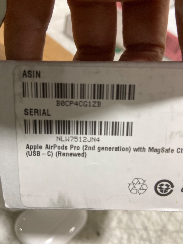 Photo 1 of Apple AirPods Pro (2nd generation) with MagSafe Charging Case (USB-C) (Renewed)