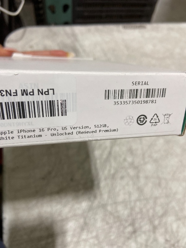 Photo 1 of Apple iPhone 16 Pro, US Version, 512GB, White Titanium - Unlocked (Renewed Premium)