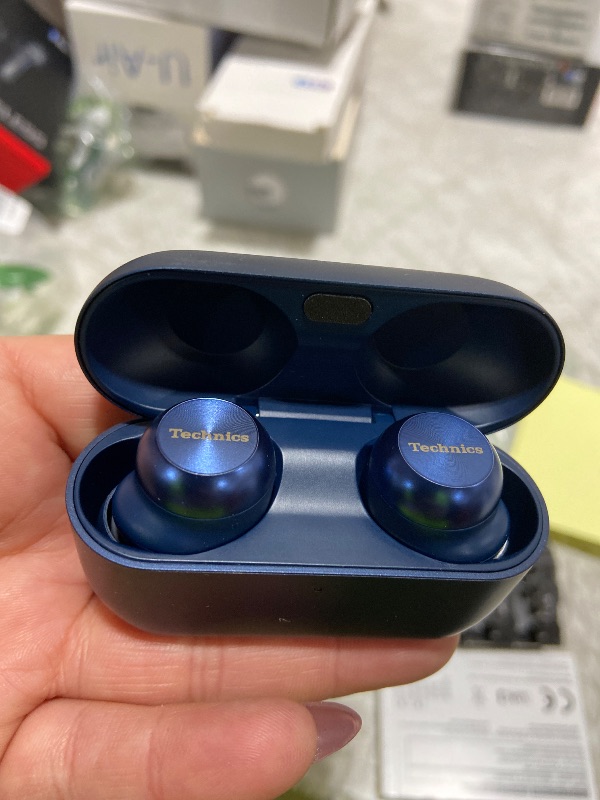 Photo 1 of Technics Reference Class Hi-Fi Wireless Earbuds,Dolby Atmos with Head Tracking,Adaptive Noise Cancelling,3 Device Multipoint, 10-hr Battery,Wireless Charging,Improved Fit -EAH-AZ100-A (Blue)