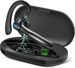 Photo 1 of Sisism Bluetooth Headset, Wireless Bluetooth Earpiece with LED Charging Case, Hands Free Noise Canceling Headphones Sliver