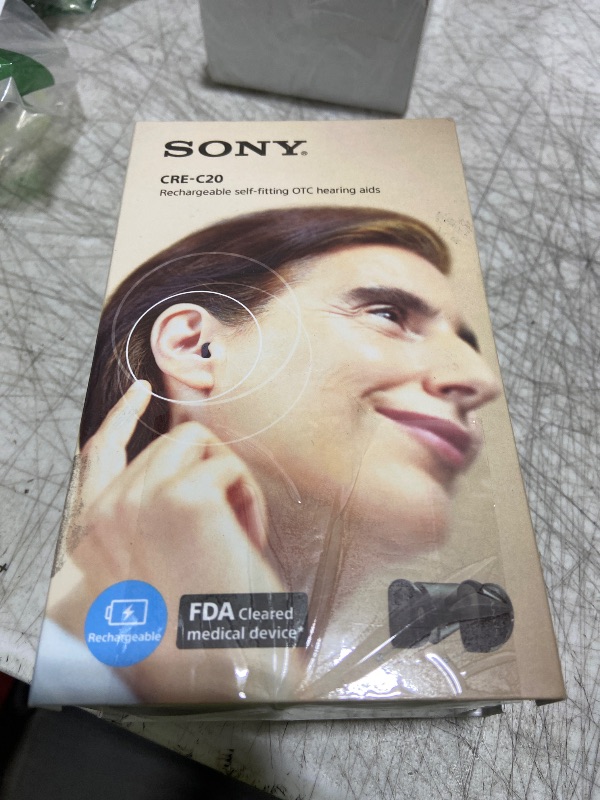 Photo 1 of Sony CRE-C20 Self-Fitting OTC Hearing Aids for Mild to Moderate Hearing Loss, Prescription-Grade Sound Quality, Compact Virtually Invisible Design, Customizable App, and Rechargeable Battery