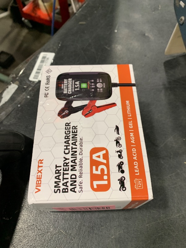 Photo 1 of 1.5A 6V 12V Smart Battery Charger & Maintainer – Automatic Trickle Charger, Desulfator & Reconditioner for Car, RV, Motocycle, Automotive – Compatible with Lead Acid, AGM, Gel, Lithium Batteries