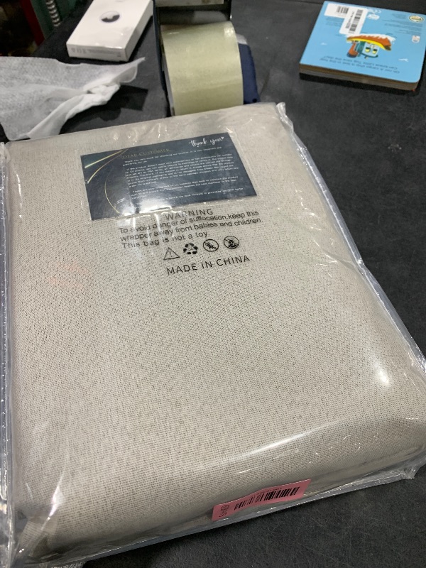 Photo 1 of 100% Blackout Extra Long 144 Inch Curtains Linen Look 12ft Length, Room Darkening Noise Reducing Living Room High Ceiling 2 Story Tall Curtains for Bedroom, Natural, W52 x L144, 2 Panels