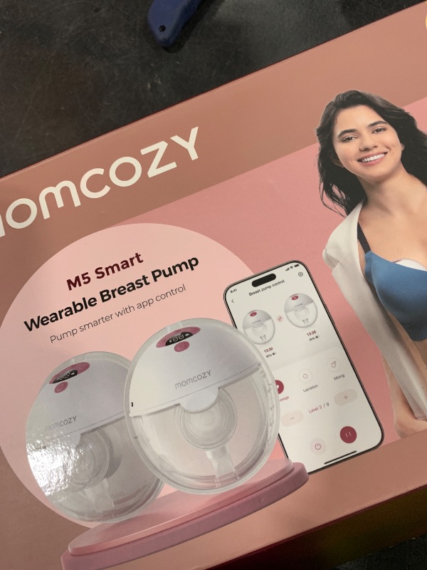 Photo 1 of Momcozy M5 Smart APP Controlled Wearable Breast Pump, Hands-Free Wireless Electric Pump, 3 Modes 9 Suction Levels, BPA-Free, Portable Lightweight, 24mm Flange, 2-Pack Cozy Red