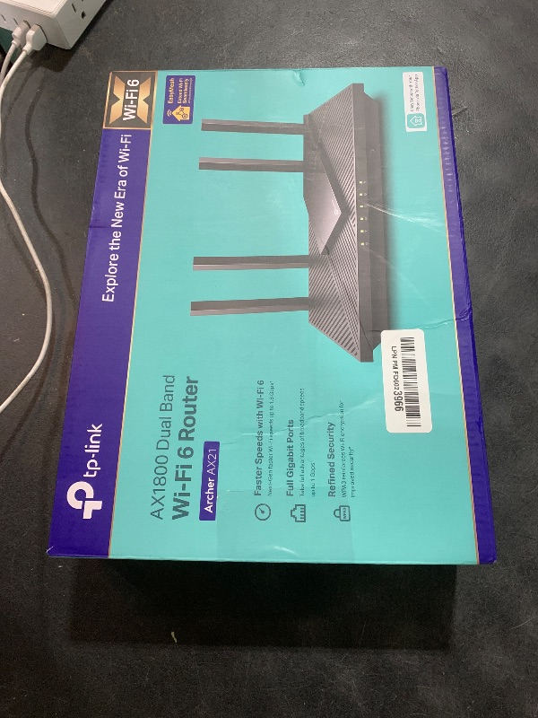 Photo 1 of TP-Link AX1800 WiFi 6 Router (Archer AX21) – Dual Band Wireless Internet, Gigabit, Easy Mesh, Works with Alexa - A Certified for Humans Device, Free Expert Support