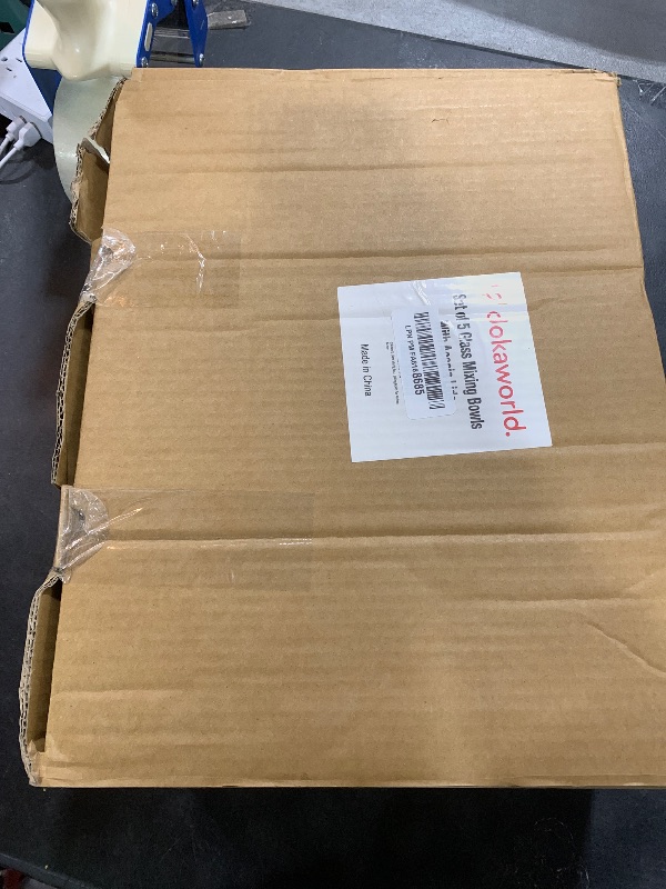 Photo 1 of Dokaworld Stackable Space-Saving Set of 5 Nesting Glass Bowls with Acacia Lids for Foodprep, Storage, Mixing & Cooking - Microwave & Oven-ready BPA Free Durable Heat Resistant Inert Borosilicate Glass