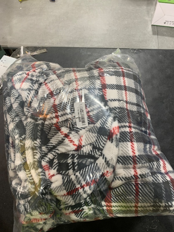 Photo 1 of Berkshire Blanket-Classic Heavyweight Soft Printed VelvetLoft® Plush Blanket, Full/Queen Size Soft Fuzzy Warm Blanket for Couch Sofa Bed, Plaid Black Red, 90in x 90in