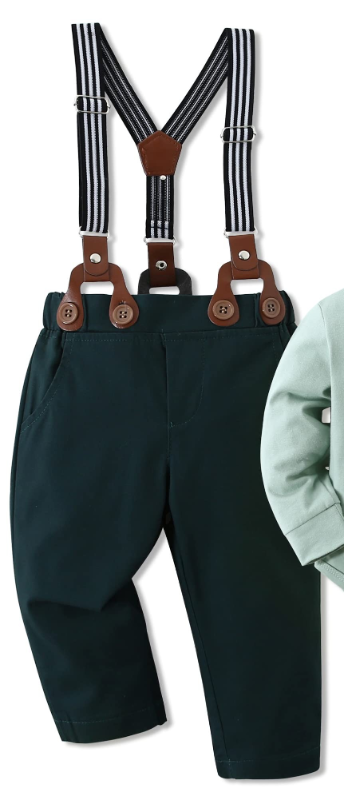 Photo 1 of **INCOMPLETE** WESIDOM Baby Boy Clothes 0-24M Newborn Infant Gentleman Outfit, Shirt+Bowtie+Beret+Suspender Pant Baby boy Suit Clothing Set