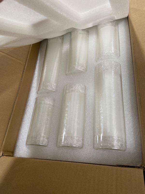 Photo 1 of FFUW 24 Pcs White Pillar Candles with Glass Candle Holder Hurricane Glass Candle Holders Clear Cylinder Vases for Centerpieces Wedding Office Party Home Table Decor