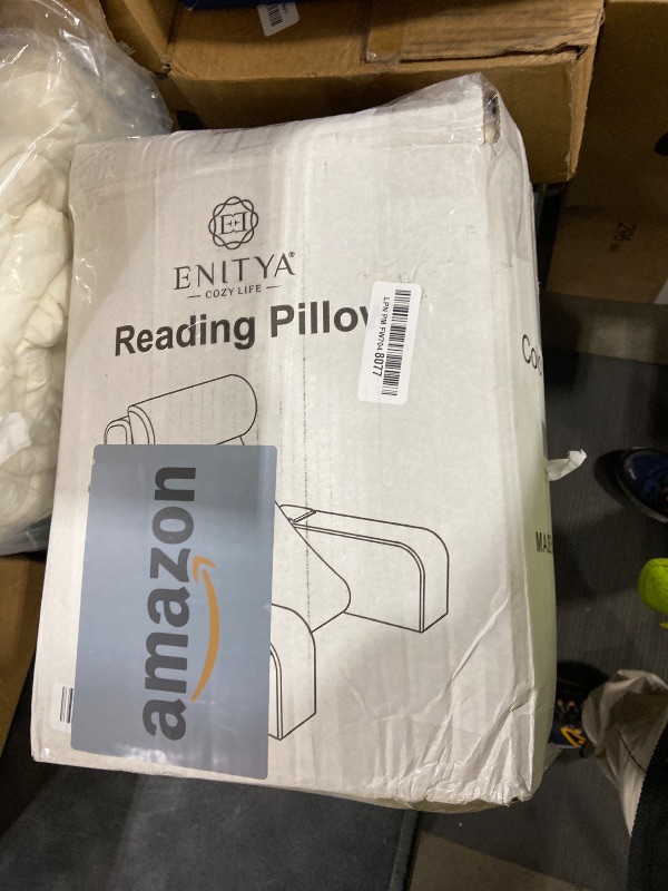 Photo 1 of ENITYA 19" Back Pillow for Bed Sitting up, Big Pockets and Washable Removable Cover, Reading Chair for Watching TV/Reading/Gaming/Resting in Bed, Couch or Floor, Medium(Ivory)